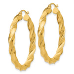 Carregar imagem no visualizador da galeria, 14K Yellow Gold 35 mm x 4 mm Hoop Earrings Light Twisted
