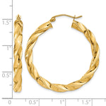 Carregar imagem no visualizador da galeria, 14K Yellow Gold 35 mm x 4 mm Hoop Earrings Light Twisted
