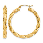 Carregar imagem no visualizador da galeria, 14K Yellow Gold 35 mm x 4 mm Hoop Earrings Light Twisted
