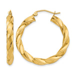 Lataa kuva Galleria-katseluun, 14K Yellow Gold 29.5 mm x 4 mm Hoop Earrings Light Twisted
