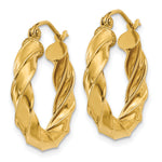 Lade das Bild in den Galerie-Viewer, 14K Yellow Gold 19.5 mm x 4 mm Hoop Earrings Light Twisted
