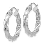 將圖片載入圖庫檢視器 14K White Gold 26.25 mm x 4 mm Hoop Earrings Light Twisted
