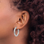 將圖片載入圖庫檢視器 14K White Gold 26.25 mm x 4 mm Hoop Earrings Light Twisted
