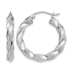將圖片載入圖庫檢視器 14K White Gold 26.25 mm x 4 mm Hoop Earrings Light Twisted
