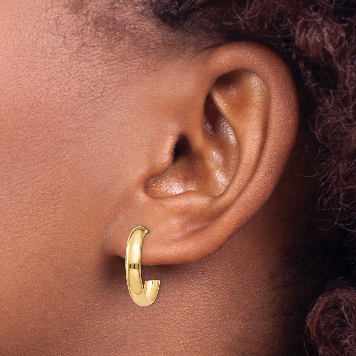 14K Yellow Gold 17mm x 4mm C Hoop Earrings