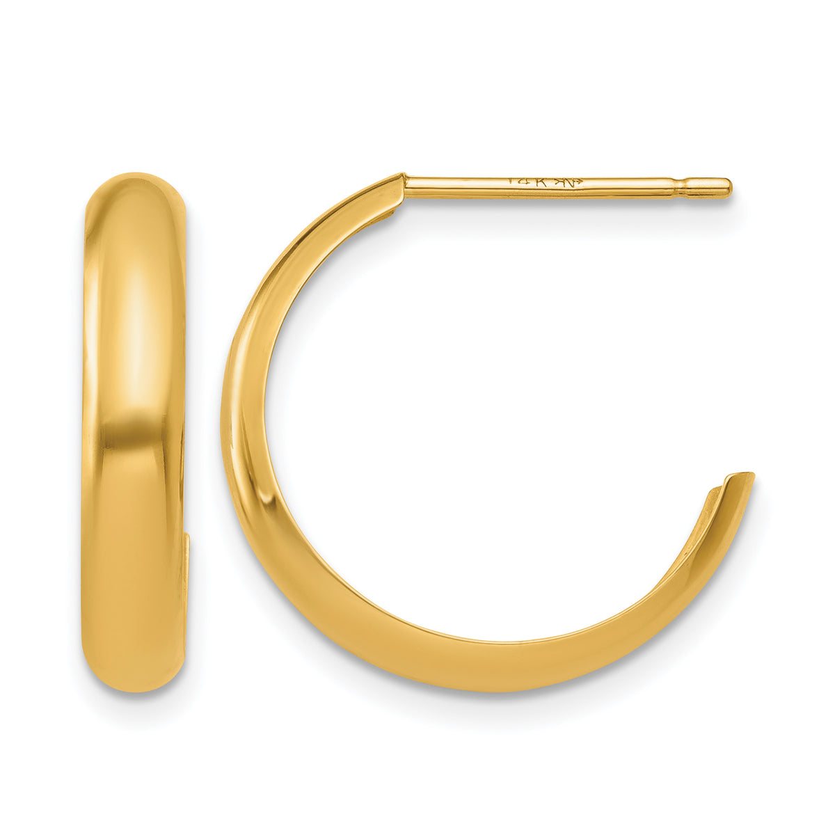 14K Yellow Gold 17mm x 4mm C Hoop Earrings