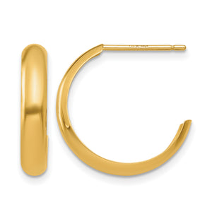 14K Yellow Gold 17mm x 4mm C Hoop Earrings