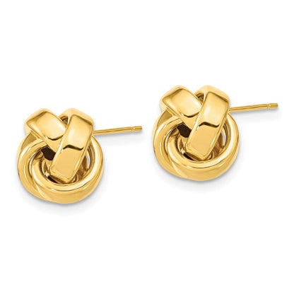 14k yellow gold 11mm love knot post earrings