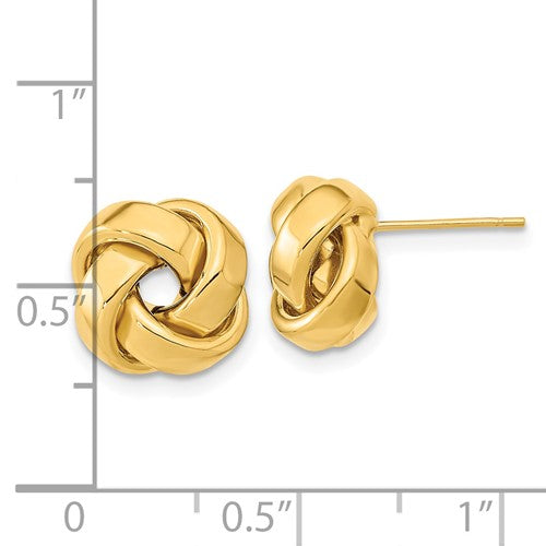 14k Yellow Gold 11mm Love Knot Post Earrings
