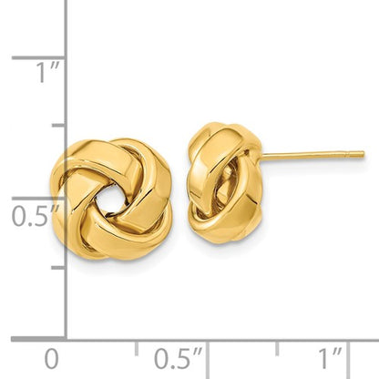 14k yellow gold 11mm love knot post earrings