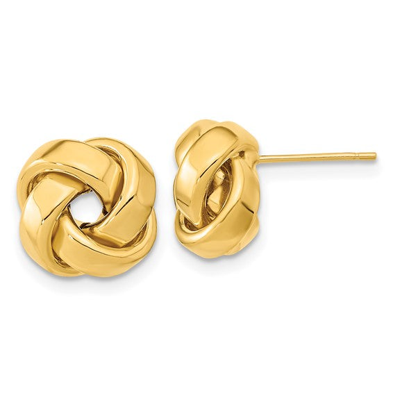 14k yellow gold 11mm love knot post earrings