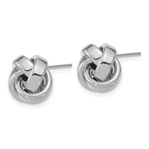 14k white gold 11mm love knot post earrings