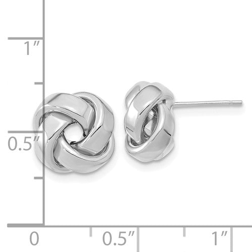 14k white gold 11mm love knot post earrings