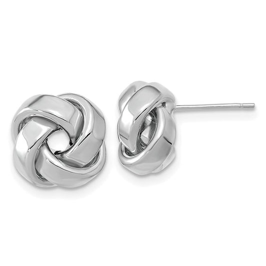 14k white gold 11mm love knot post earrings