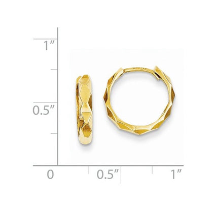 14K Yellow Gold 14×14×3 mm Modern Hinged Huggie Hoop Earrings
