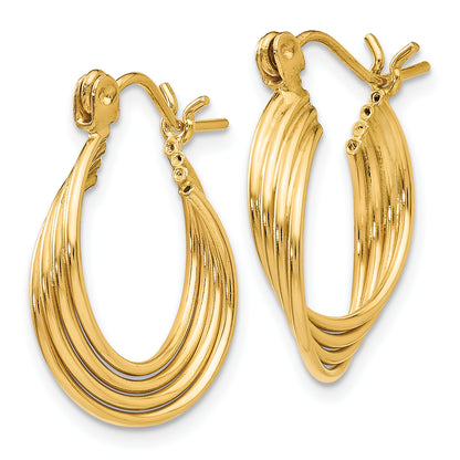14K Yellow Gold 20mm x 15.5mm x 5.25mm Multi Loop Hoop Earrings