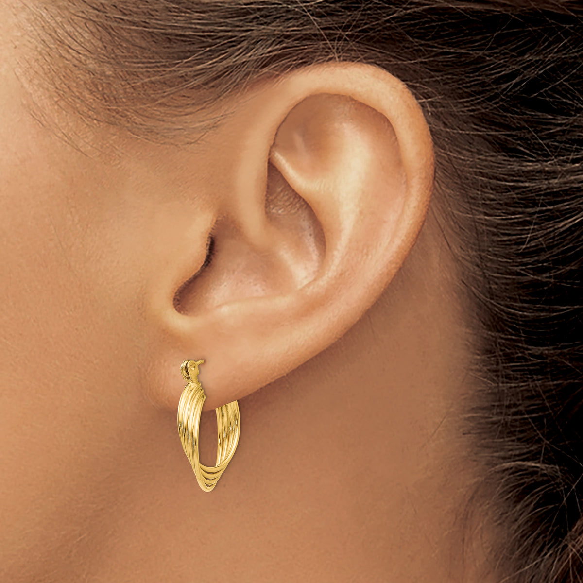 14K Yellow Gold 20mm x 15.5mm x 5.25mm Multi Loop Hoop Earrings