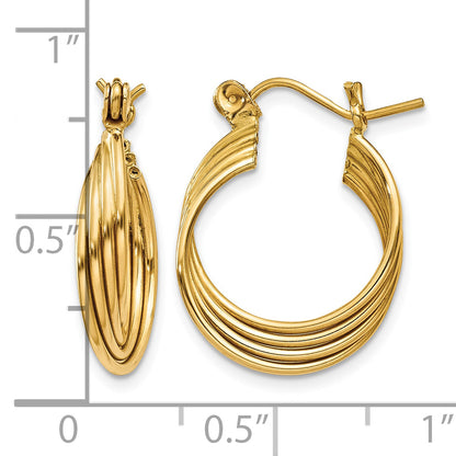 14K Yellow Gold 20mm x 15.5mm x 5.25mm Multi Loop Hoop Earrings