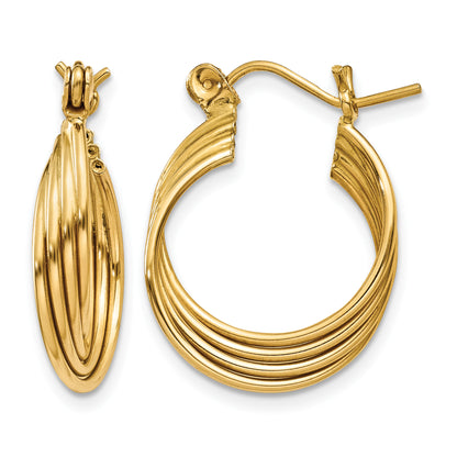 14K Yellow Gold 20mm x 15.5mm x 5.25mm Multi Loop Hoop Earrings
