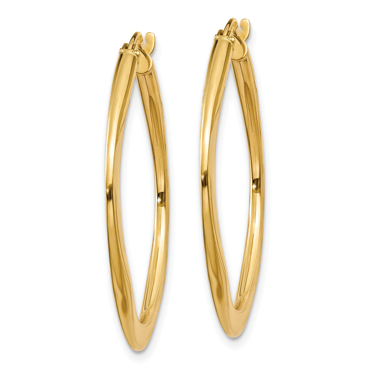 14K Yellow Gold 30mm x 2mm Geometric Square Hoop Earrings