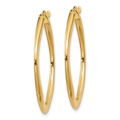 14K Yellow Gold 30mm x 2mm Geometric Square Hoop Earrings