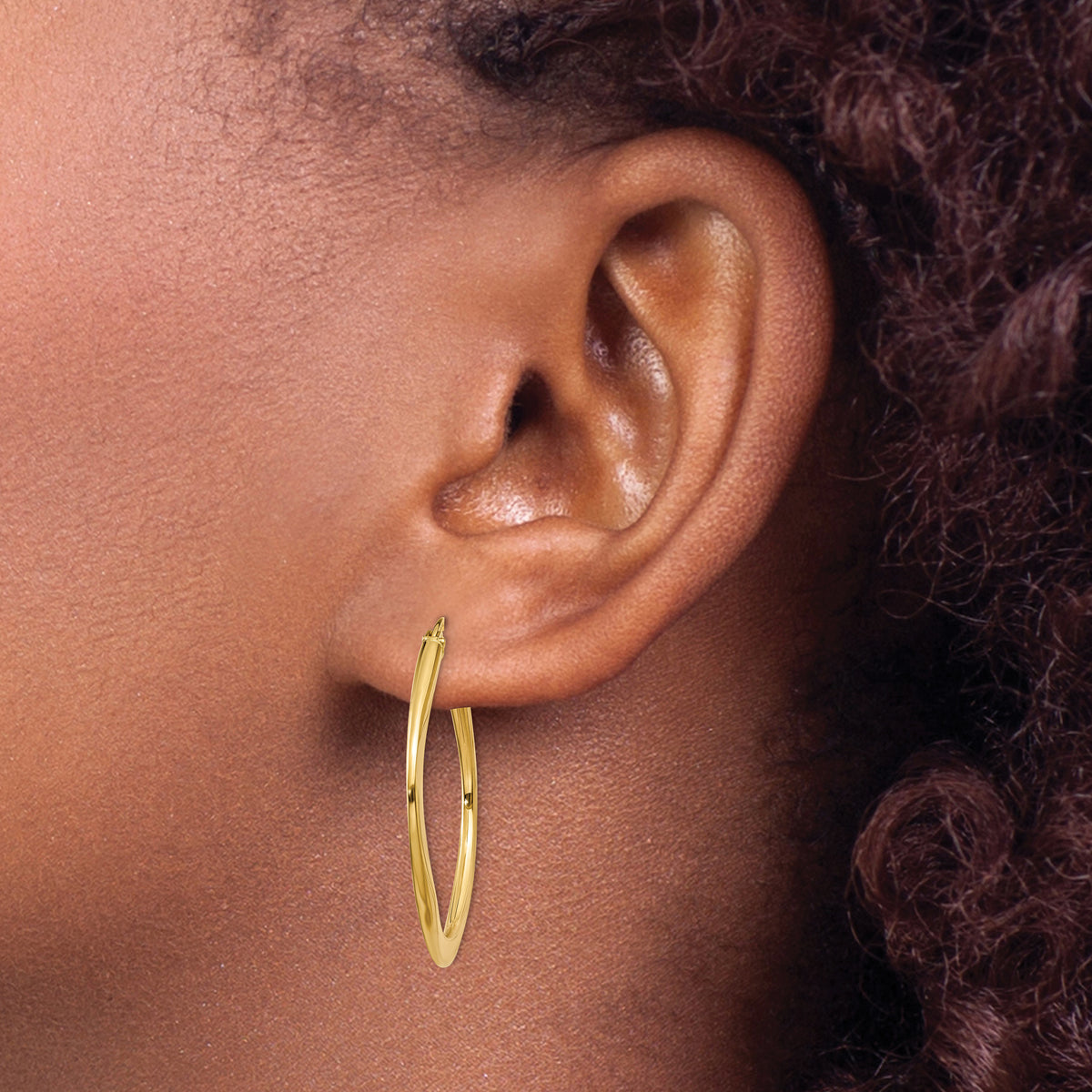 14K Yellow Gold 30mm x 2mm Geometric Square Hoop Earrings
