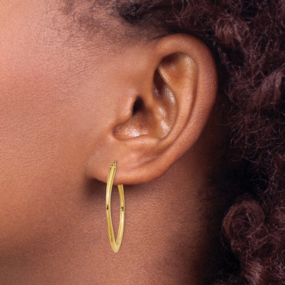 14K Yellow Gold 30mm x 2mm Geometric Square Hoop Earrings