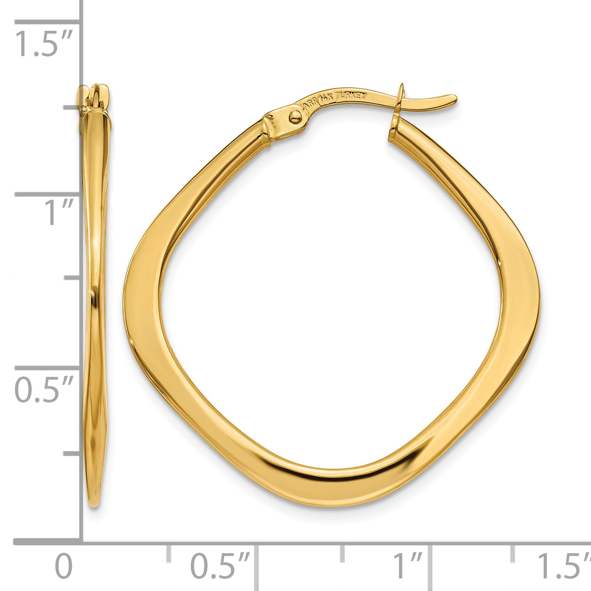 14K Yellow Gold 30mm x 2mm Geometric Square Hoop Earrings