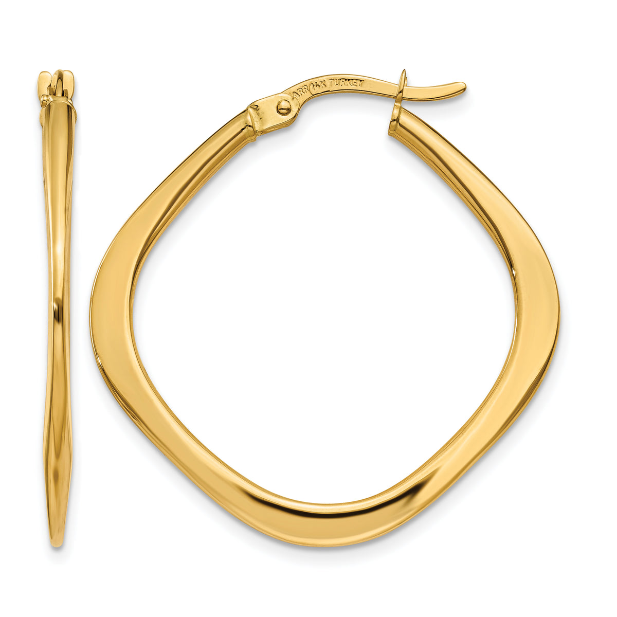 14K Yellow Gold 30mm x 2mm Geometric Square Hoop Earrings