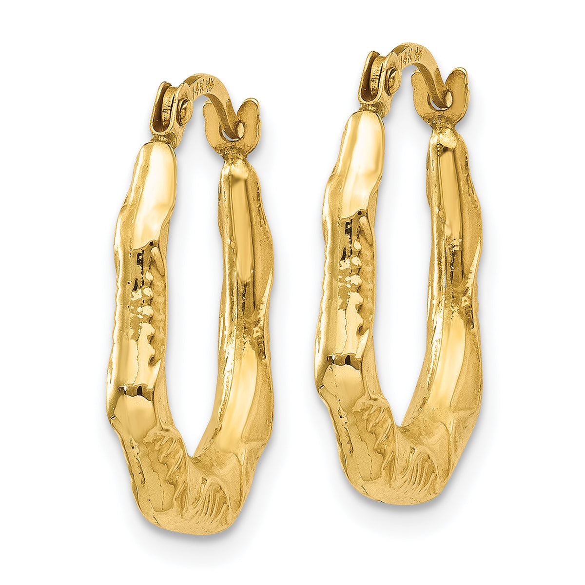 14K Yellow Gold 17mm x 14mm x 3mm Oval Hoop Earrings