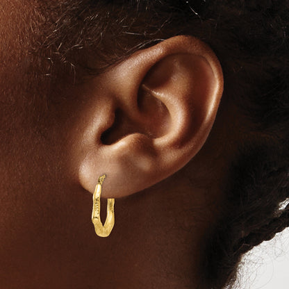 14K Yellow Gold 17mm x 14mm x 3mm Oval Hoop Earrings