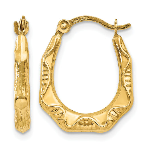 14K Yellow Gold 17mm x 14mm x 3mm Oval Hoop Earrings