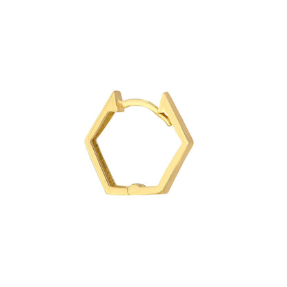 10K Yellow Gold 9.30mm Pentagon Geometric Hoop Earrings