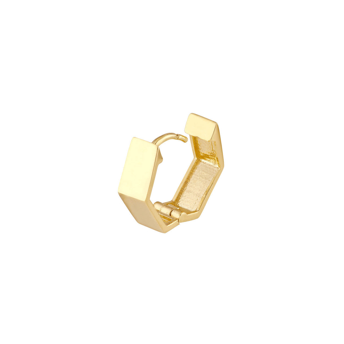 10K Yellow Gold 9.30mm Pentagon Geometric Hoop Earrings
