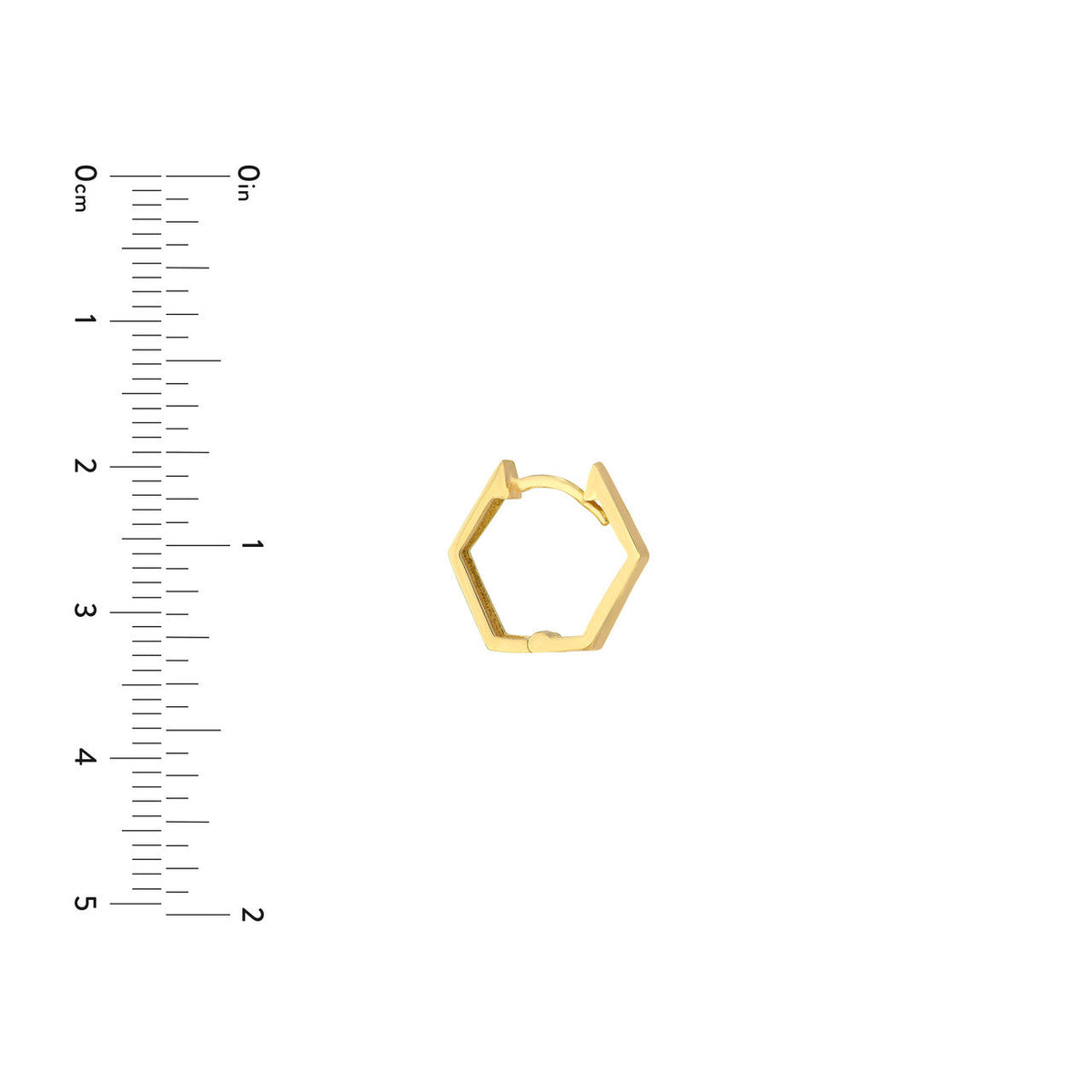 10K Yellow Gold 9.30mm Pentagon Geometric Hoop Earrings