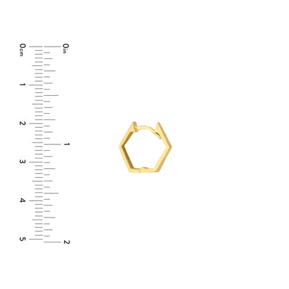 10K Yellow Gold 9.30mm Pentagon Geometric Hoop Earrings
