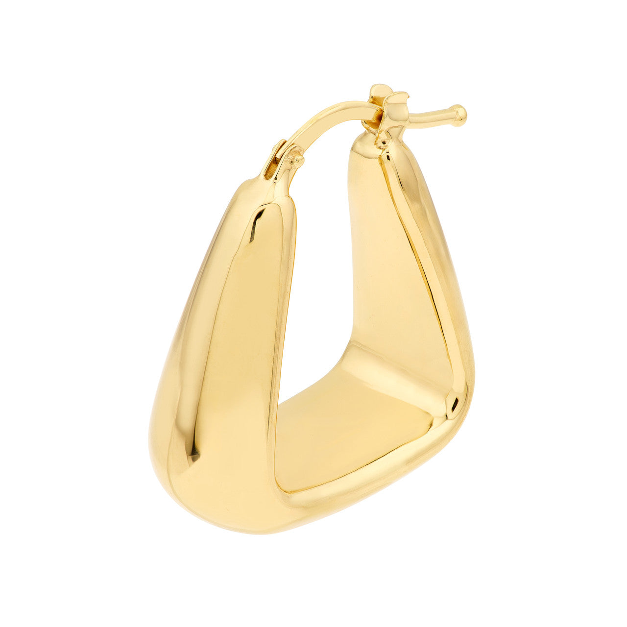 14k Yellow Gold Puff Tapered Square Geometric Hoop Earrings