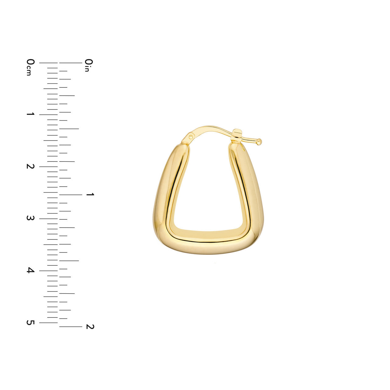 14k Yellow Gold Puff Tapered Square Geometric Hoop Earrings