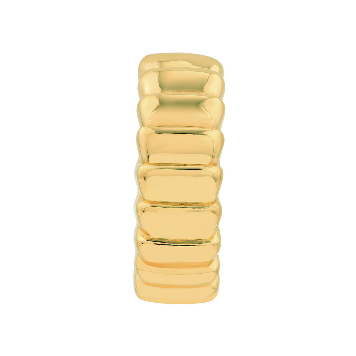 14k yellow gold round ribbed grooved open hoop earrings