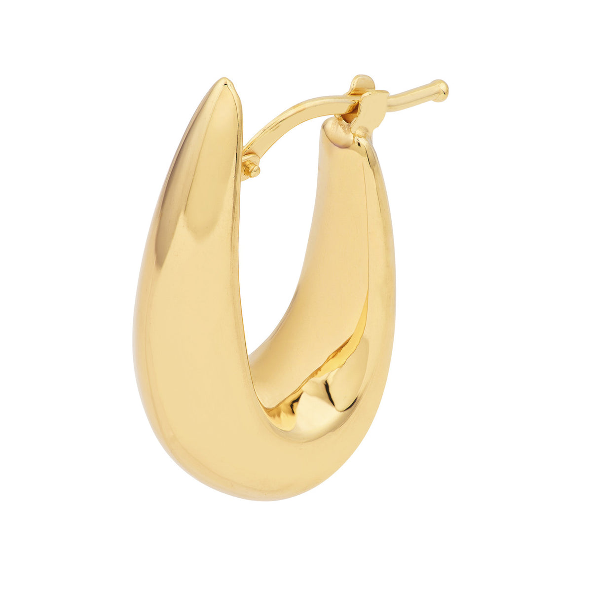 14k yellow gold puffed graduated oval hoop earrings