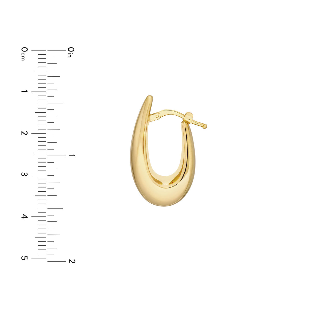 14k yellow gold puffed graduated oval hoop earrings