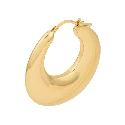 14k yellow gold puffed u shaped round hoop earrings