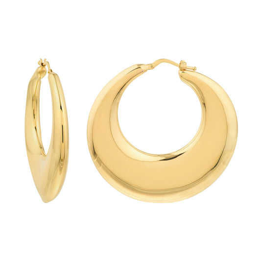 14k yellow gold large graduated round puffed hoop earrings