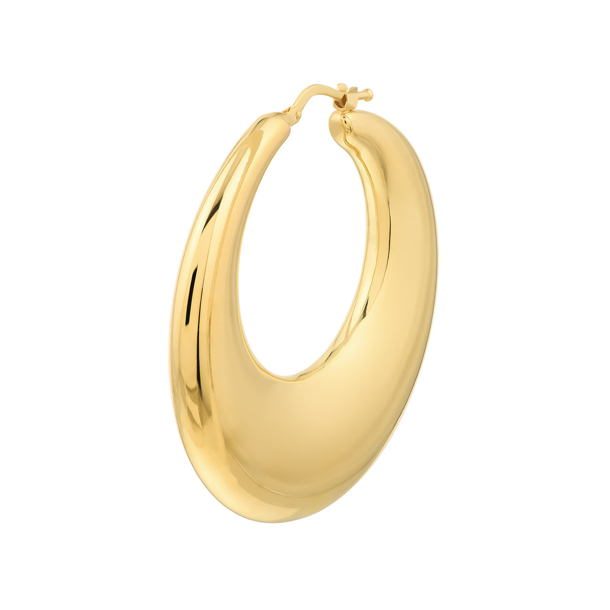 14k yellow gold large graduated round puffed hoop earrings