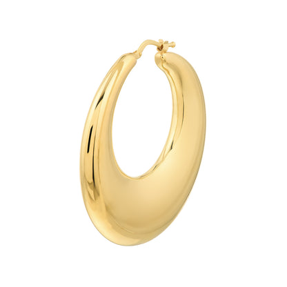 14k yellow gold large graduated round puffed hoop earrings