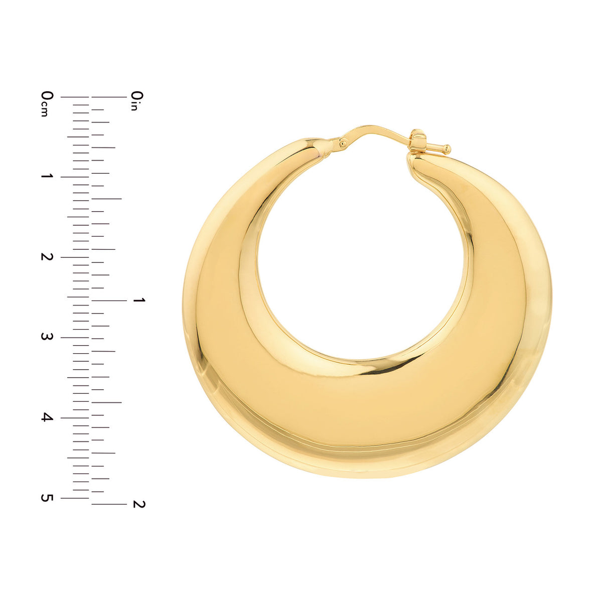 14k yellow gold large graduated round puffed hoop earrings