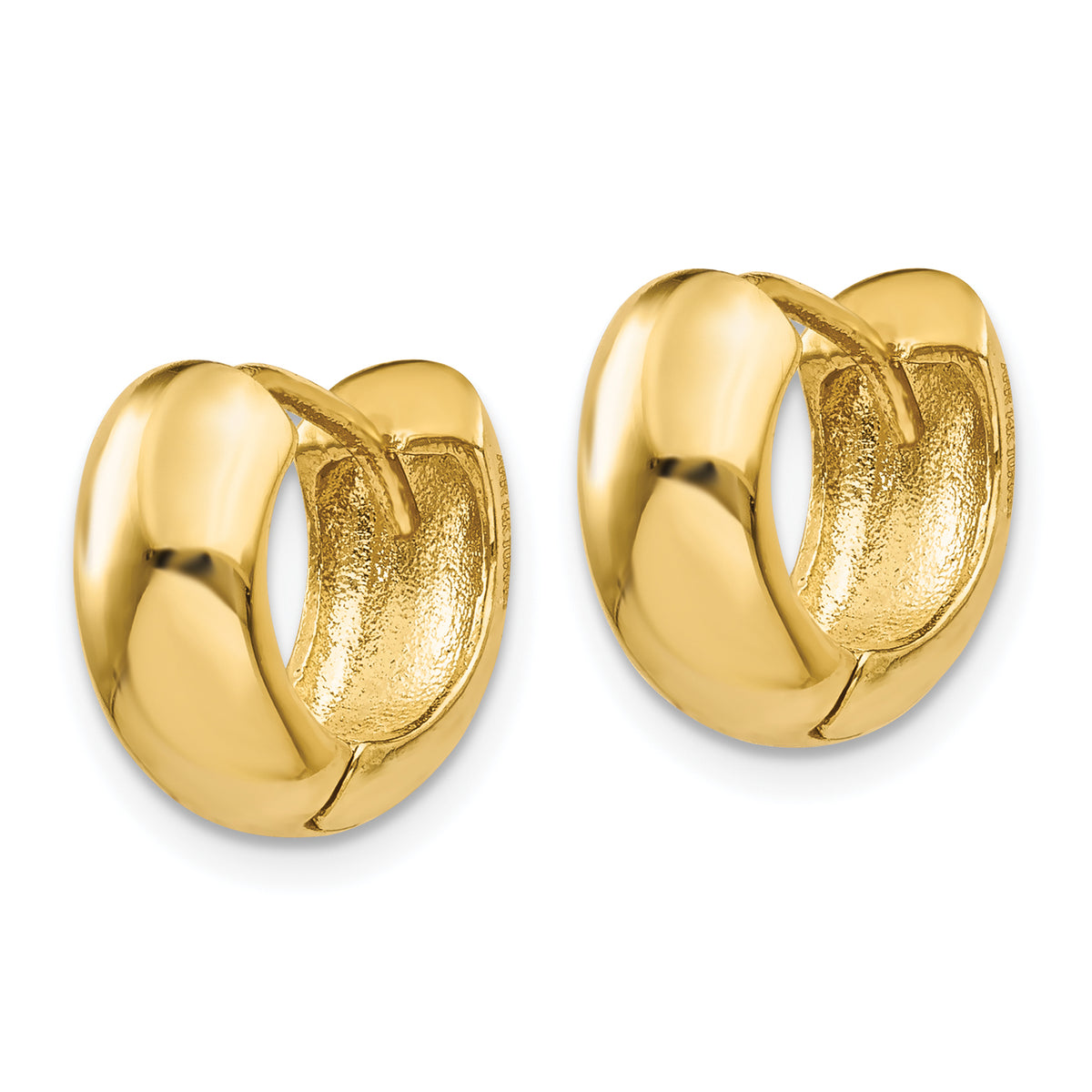 14K Yellow Gold 11mm x 11mm x 6mm Classic Hinged Huggie Hoop Earrings