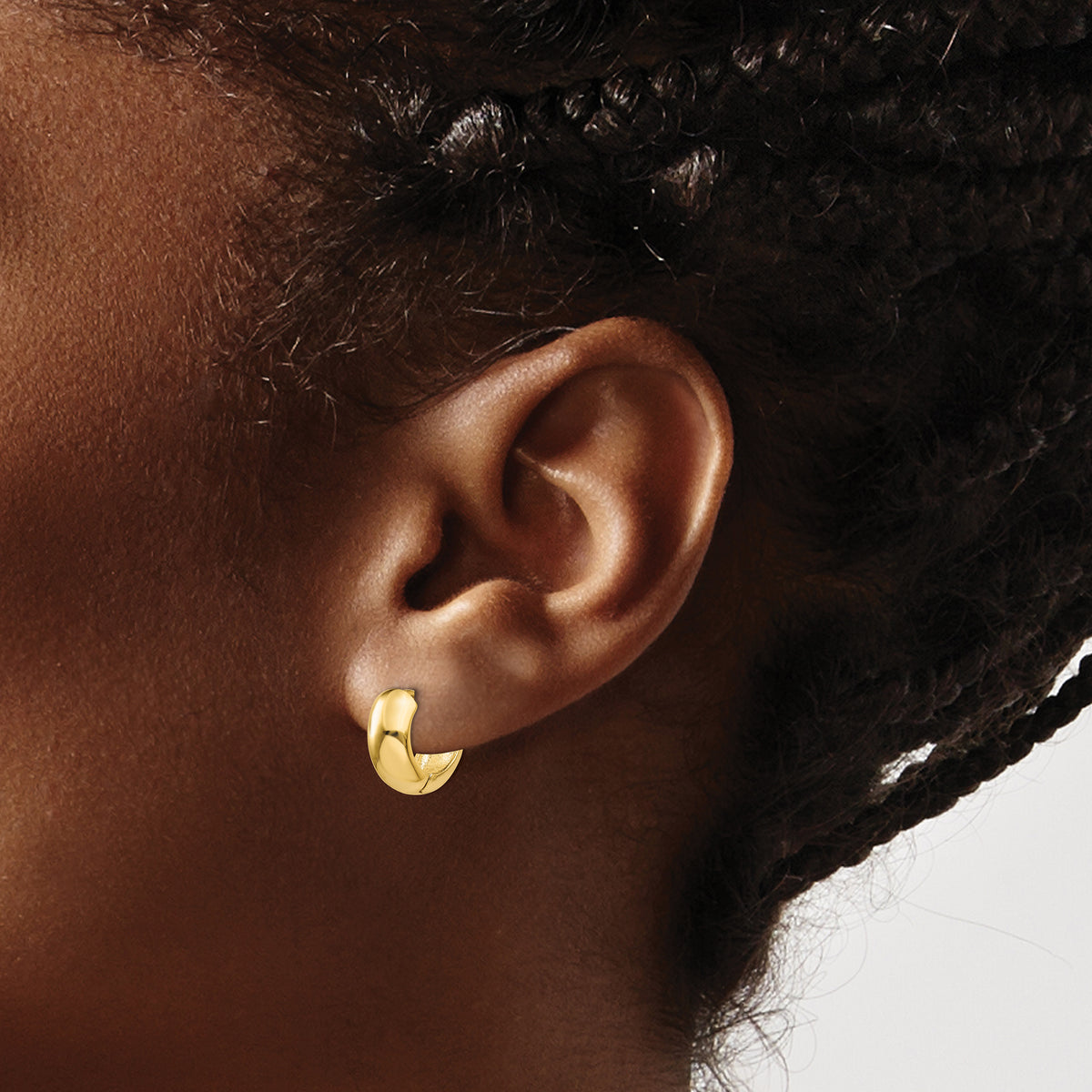 14K Yellow Gold 11mm x 11mm x 6mm Classic Hinged Huggie Hoop Earrings