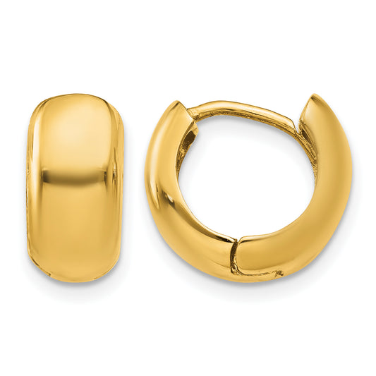 14K Yellow Gold 11mm x 11mm x 6mm Classic Hinged Huggie Hoop Earrings