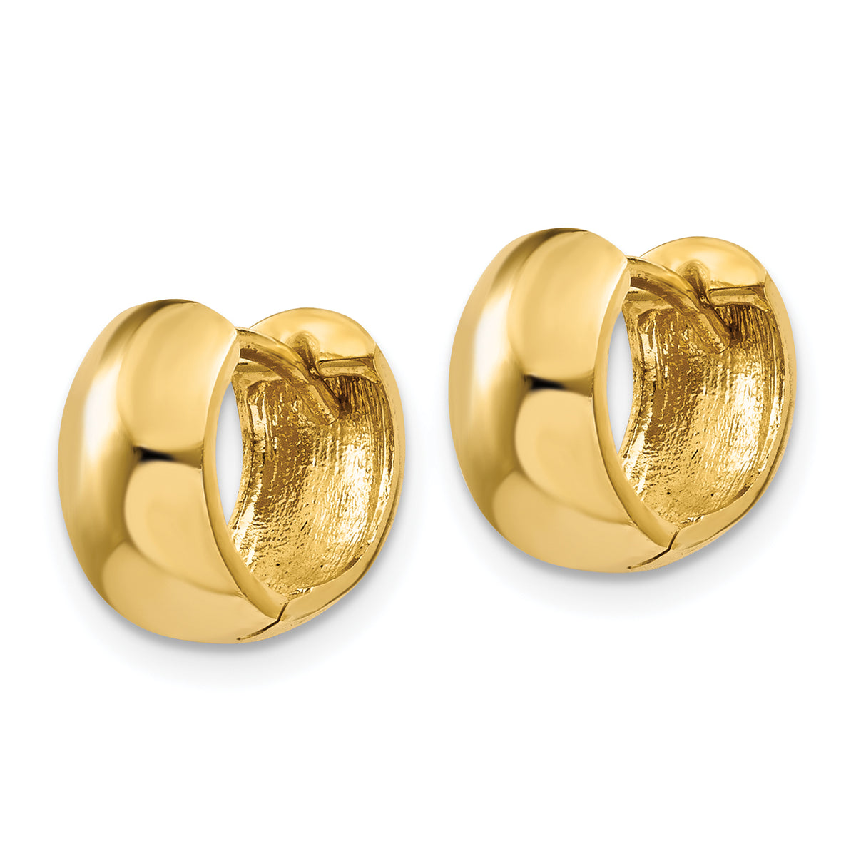 14K Yellow Gold 10mm x 10mm x 6mm Polished Hinged Huggie Hoop Earrings